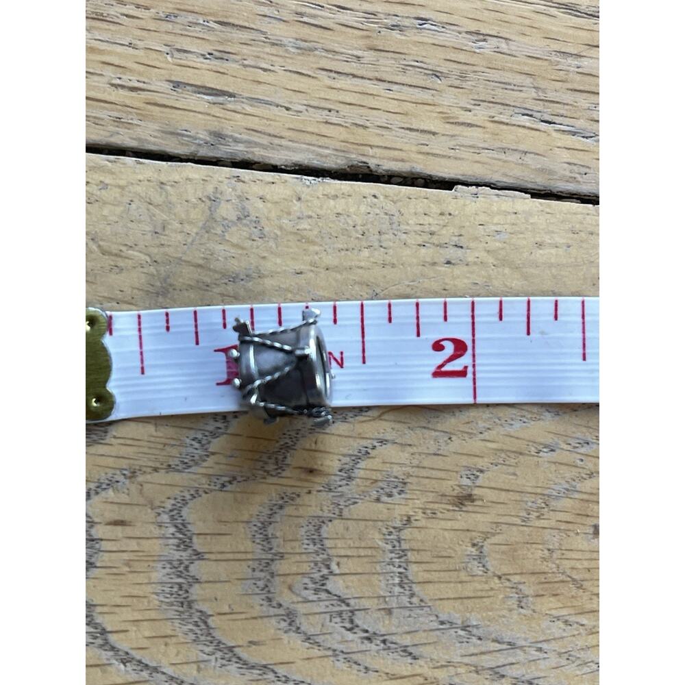 925 Sterling Silver Vintage Real Mother-of-Pearl Drum Charm Pendant Double Sided - Picture 11 of 11